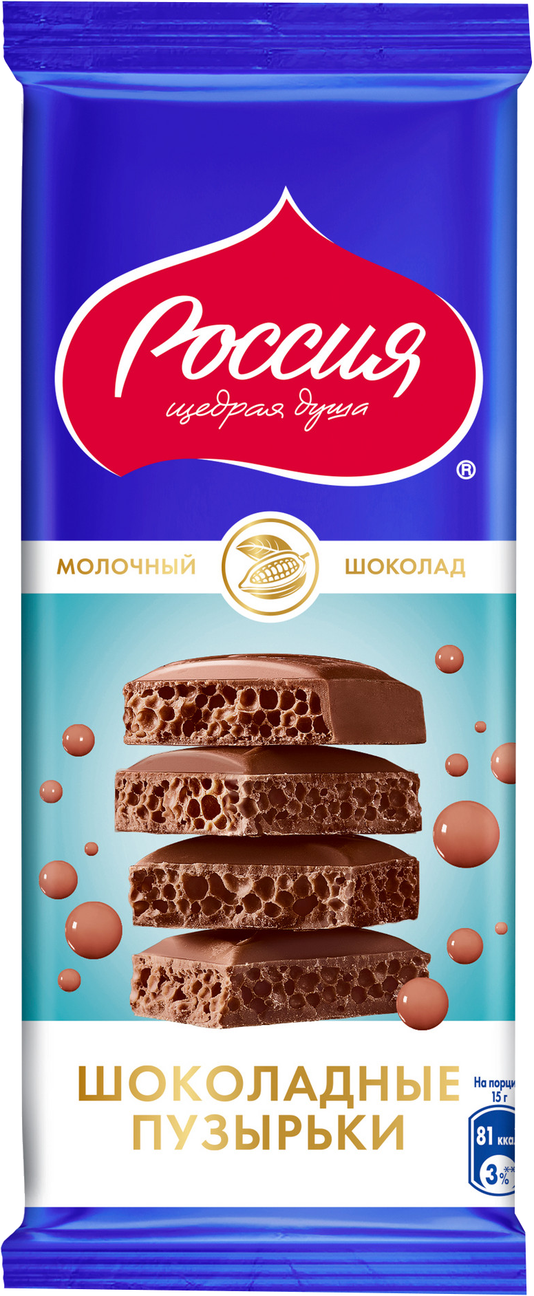 

Шоколад Россия Молочный пористый