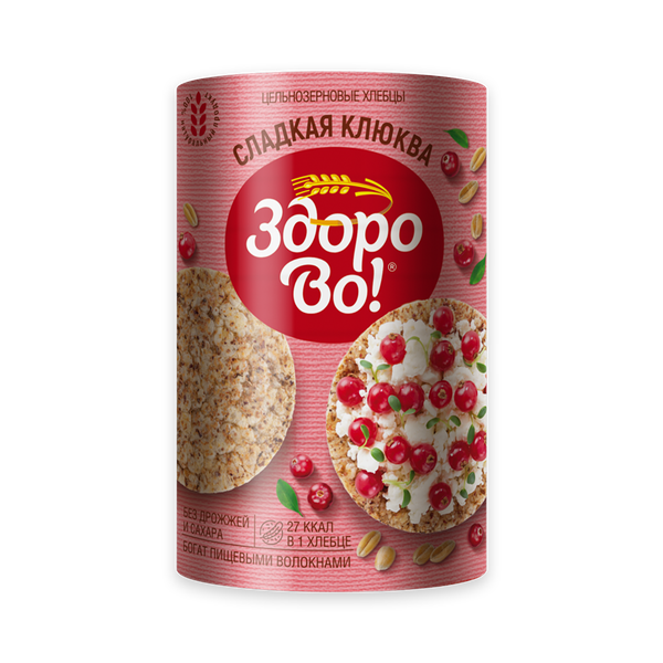 Хлебцы Здорово! цельнозерновые Сладкая клюква 100 г