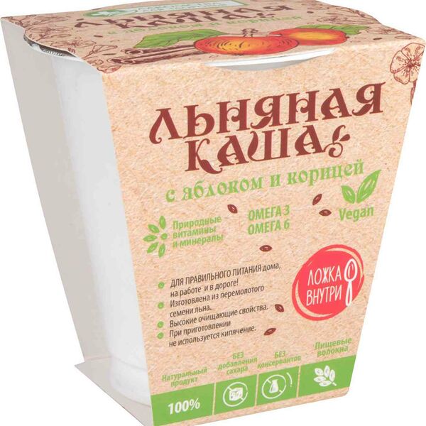 Каша льняная Лакомства для здоровья с яблоком и корицей