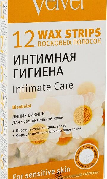 Полоски для депиляции Velvet Интимная гигиена для деликатных зон 12шт
