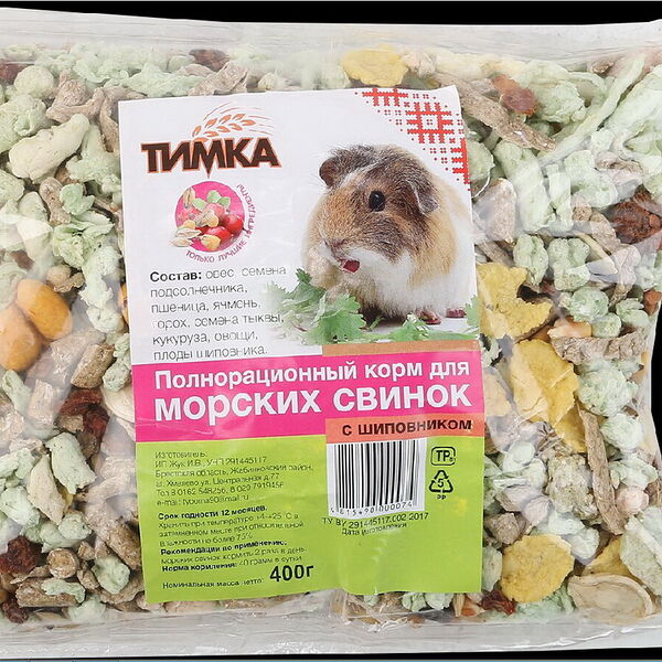 Корм полнорационный ТИМКА с шиповником для морских свинок 400г / Пакет