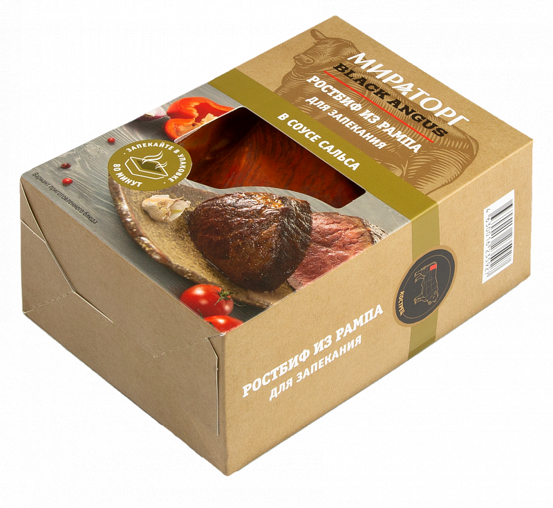 

Ростбиф говяжий Мираторг Black Angus из рампа для запекания в соусе сальса 600 г
