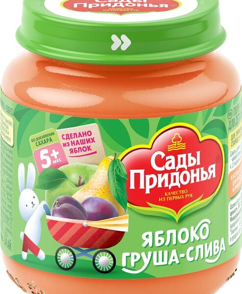 Пюре Сады Придонья яблоко-груша-слива с 5 месяцев