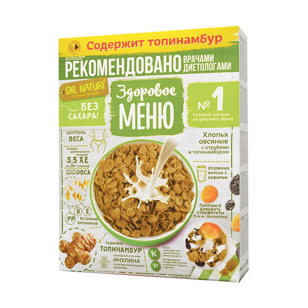 Хлопья овсяные Здоровое меню с отрубями и топинамбуром