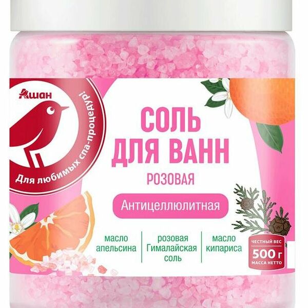 Соль для ванн Ашан Красная птица Розовая антицеллюлитная