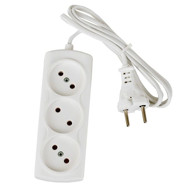 Удлинитель сетевой, 3 гнезда, 1,5 м, без заземления