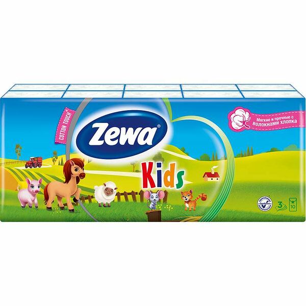 Платочки носовые Zewa kids 10 х 10 шт
