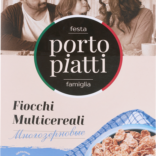 Готовый завтрак PORTO PIATTI 4 злака, хлопья многозерновые, 375г