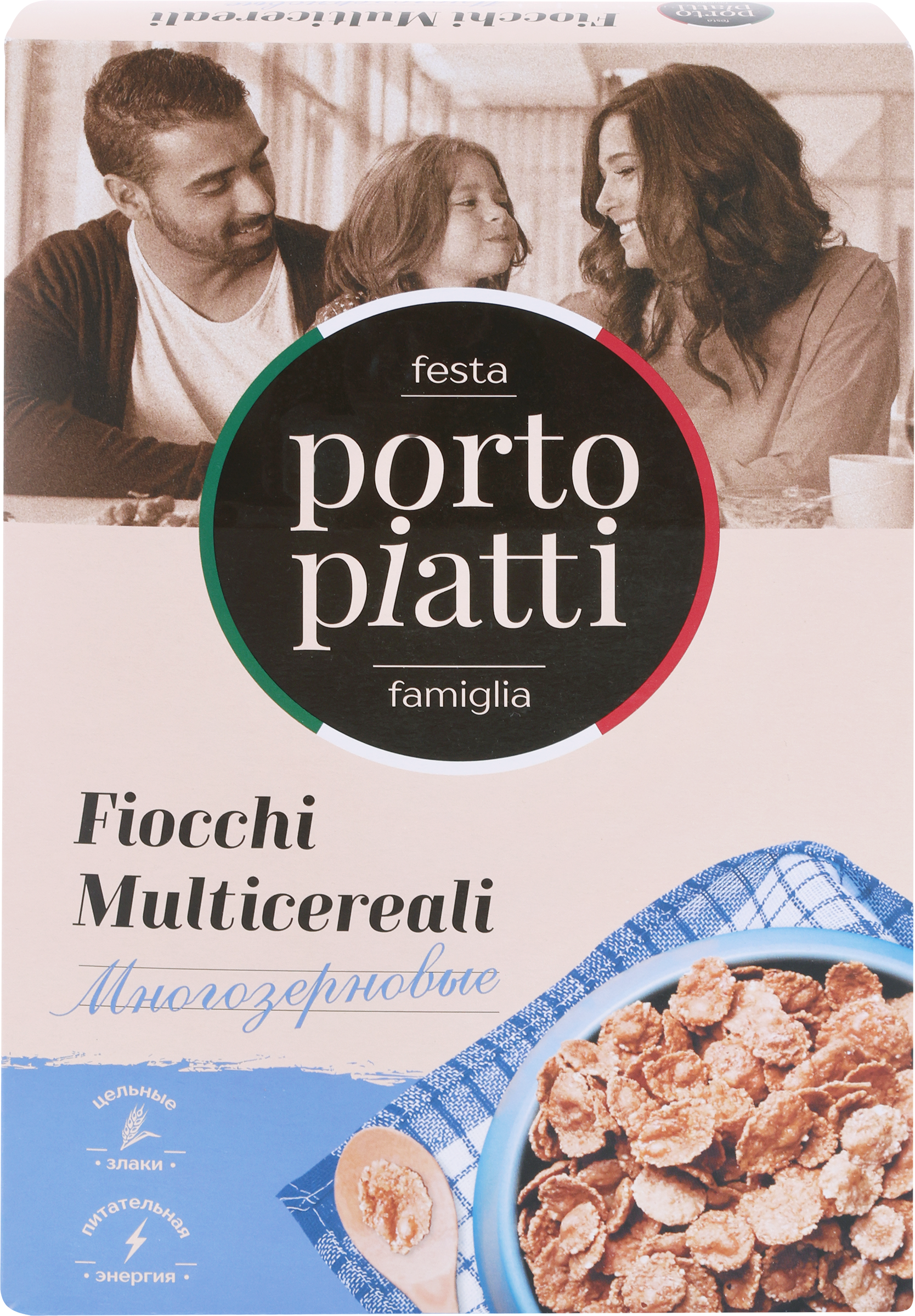 

Готовый завтрак PORTO PIATTI 4 злака, хлопья многозерновые, 375 г