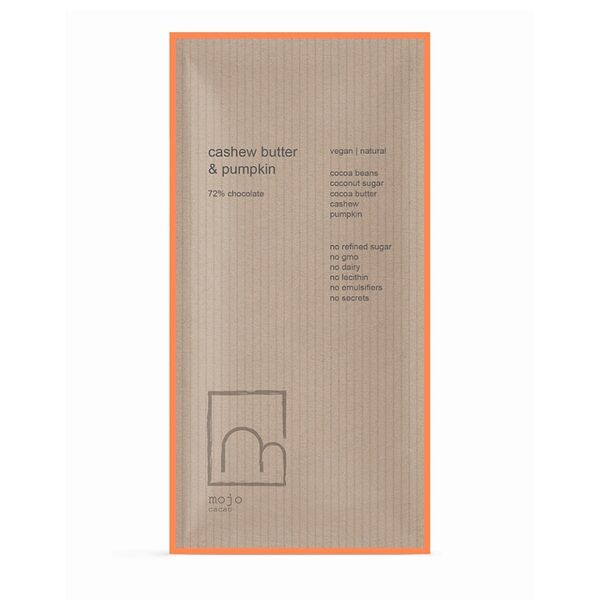 Шоколад горький веганский Mojo Cacao 72% с ореховой пастой Тыква 57 г, Россия