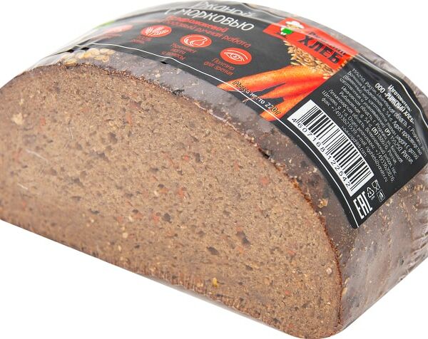 Хлеб Рижский хлеб ржаной с морковью бездрожжевой заварной подовый 220г