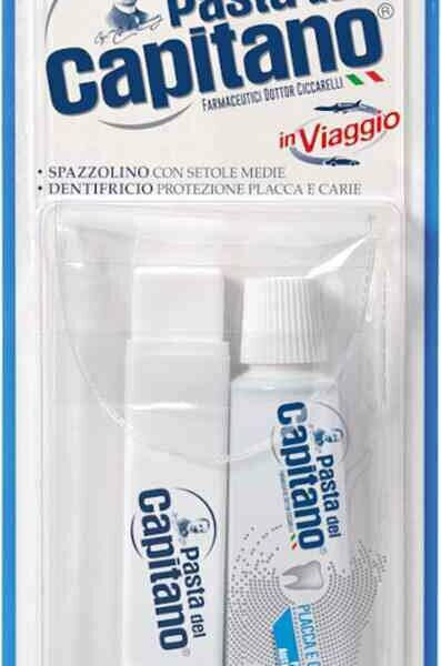 Pasta Del Capitano дорожный набор зубная щетка складная и паста против налета и кариеса 25 мл