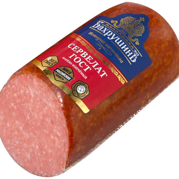 Колбаса Бахрушинъ Сервелат ГОСТ варено-копченая