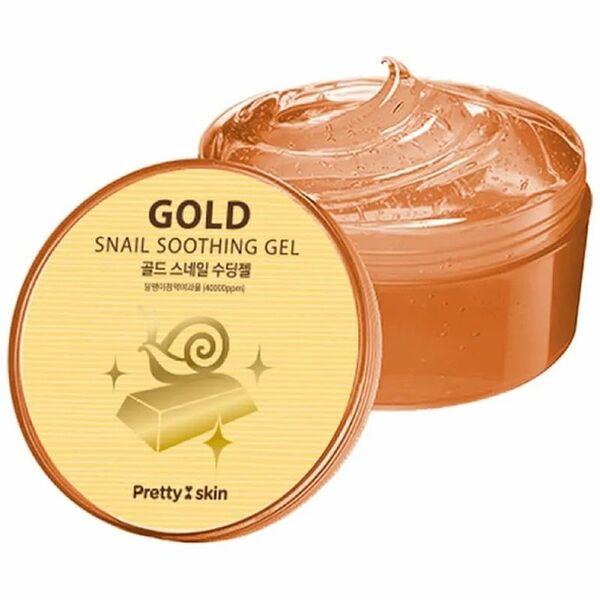 Мультифункциональный гель Prettyskin Gold Snail soothing gel с муцином улитки и 24К золотом, 300мл