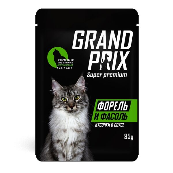Корм для кошек Grand Prix в соусе форель и фасоль