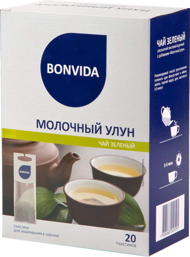 

Чай зеленый BONVIDA Молочный Улун листовой, 20пак
