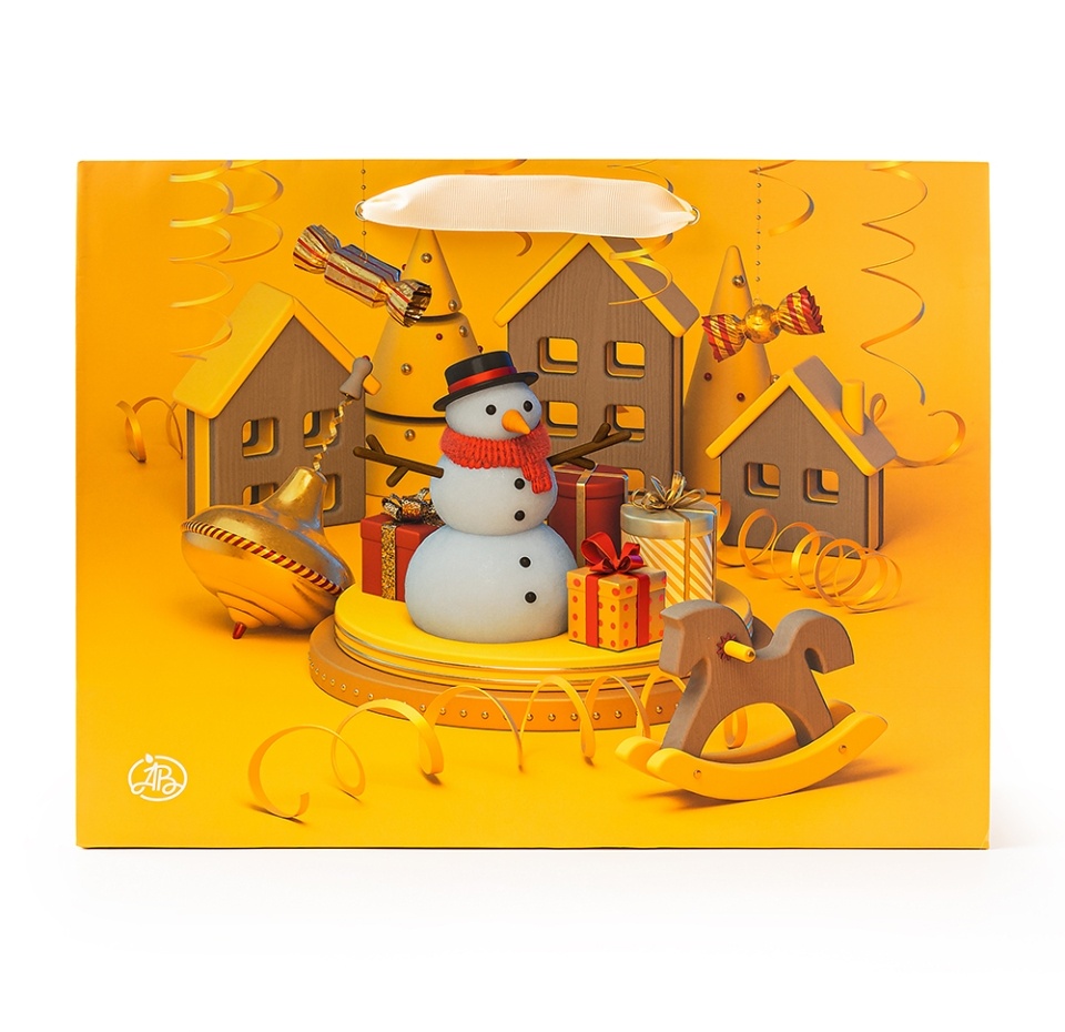 

Пакет подарочный «Азбука вкуса» Озорной снеговик 30х30х14см, Россия