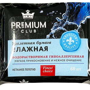 Бумага туалетная влажная Premium Club 60шт