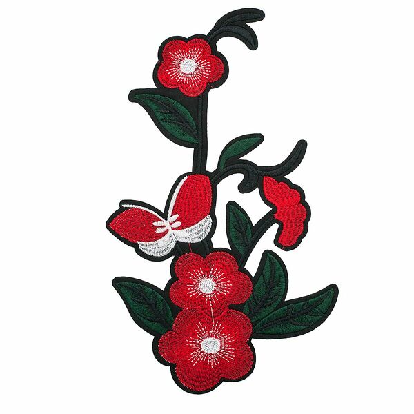 3783607 Термоаппликация цветы с бабочкой 24,5*15см