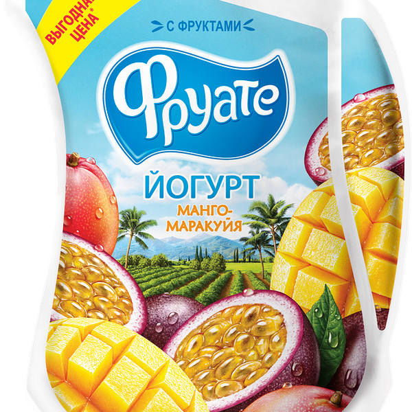 Йогурт питьевой ФРУАТЕ Манго, маракуйя 1,5%, без змж