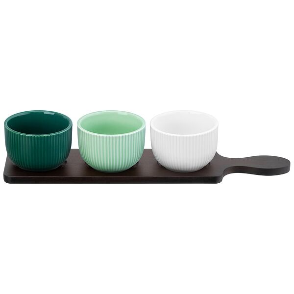 Менажница на подставке Колоранс, 3 пиалы, 150 мл, фарфор/бамбук