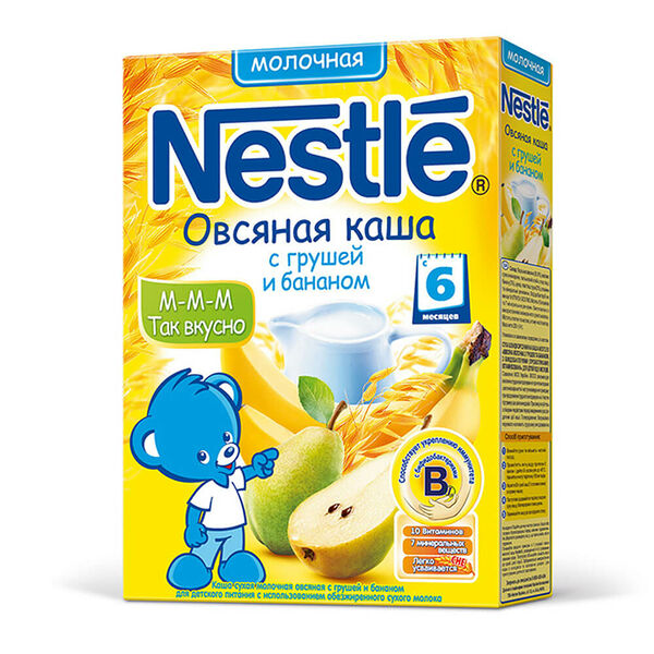 Каша Nestle 200 г молочная овсяная с бананом и грушей с 6 месяцев