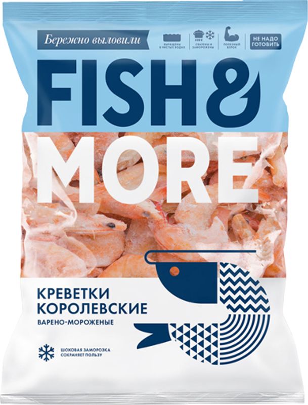 

Креветки Fish&More Королевские белоногие неразделанные варено-мороженные 400 г
