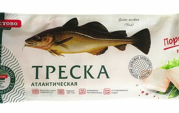 Замороженная рыба Гостово Треска филе без косточки Порции шоковая заморозка 500г