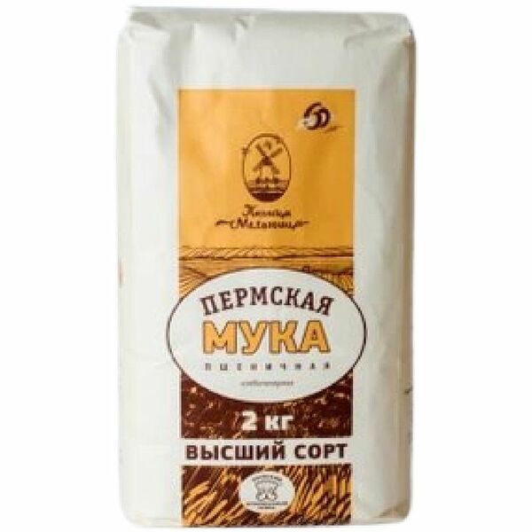 Мука пшеничная Птица-мельница Пермская хлебопекарная высший сорт, 2 кг