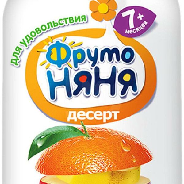 Пюре Фрутоняня Десерт яблоко, банан, апельсин, манго