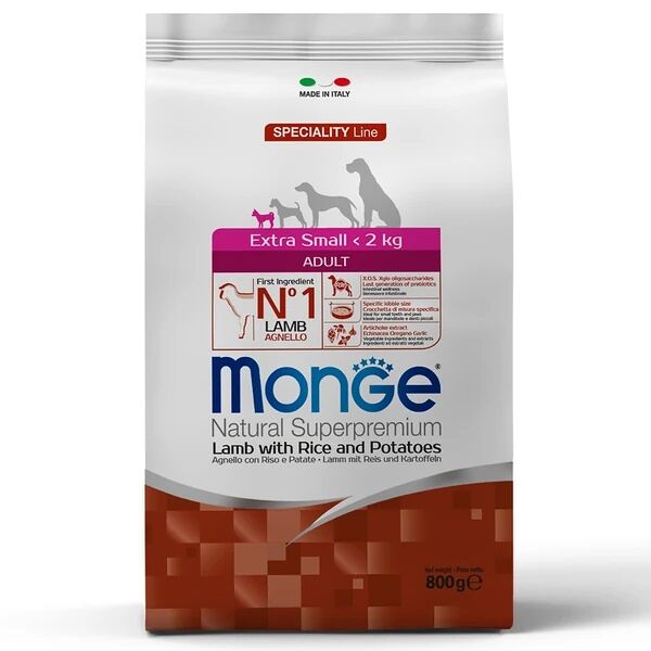 Monge Extra Small Adult Lamb корм с ягненком, рисом и картофелем для взрослых собак миниатюрных пород