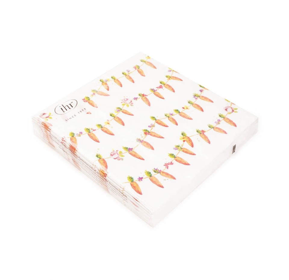 

Салфетки бумажные Carrots Garland 33х33см 3-сл белые IHR 1 уп. 20 шт Германия