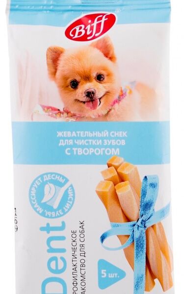 Жевательный снек Titbit Biff Dent для собак мелких пород творог, 30г