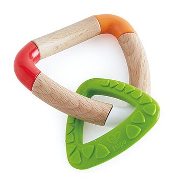 Игрушка Hape прорезыватель (треугольники, бежевый и зеленый) для новорожденных, Китай