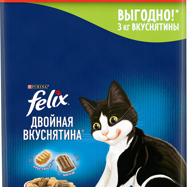 Корм сухой для взрослых кошек FELIX с мясом, 3кг