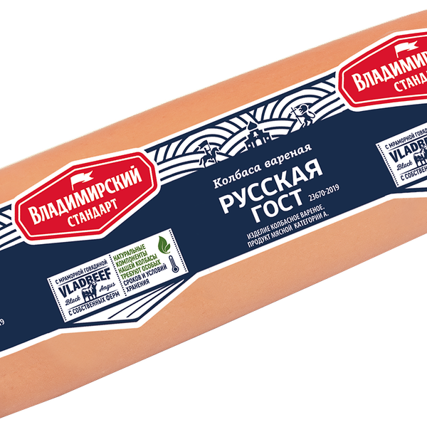Колбаса ВЛАДИМИРСКИЙ СТАНДАР Русская ГОСТ в/у вес до 600г