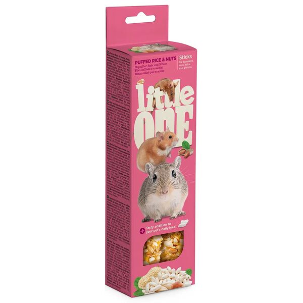 Палочки для хомяков, крыс, мышей и песчанок Little One Воздушный рис и орехи 2х55 г