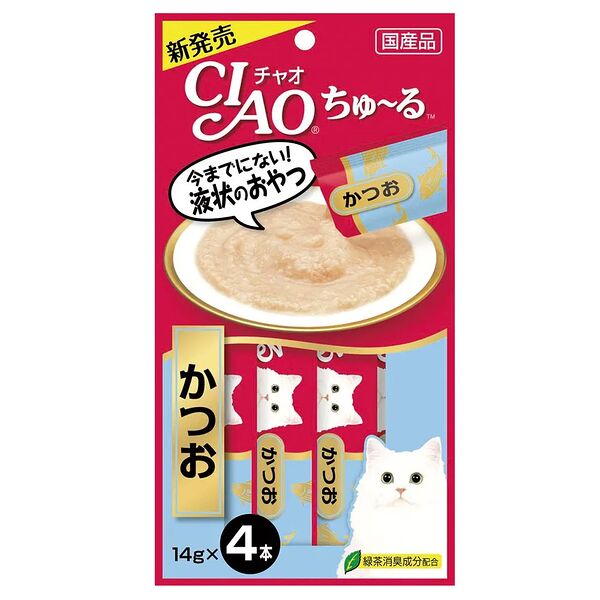 Inaba Лакомство для кошек Inaba Ciao Churu Тунец кацуо, пюре 14г*4шт