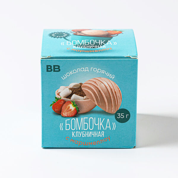 Шоколад горячий ВкусВилл Бомбочка клубничная с маршмеллоу 35 г