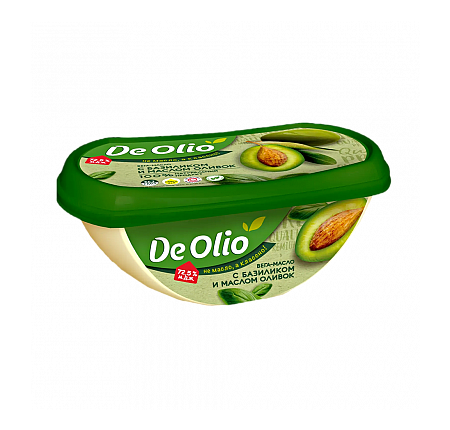 Крем на растительных маслах DE OLIO базилик с оливковым маслом EV 72,5%, 220г