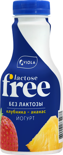 Йогурт питьевой безлактозный Viola Free Клубника, ананас 1.1 % 270 мл