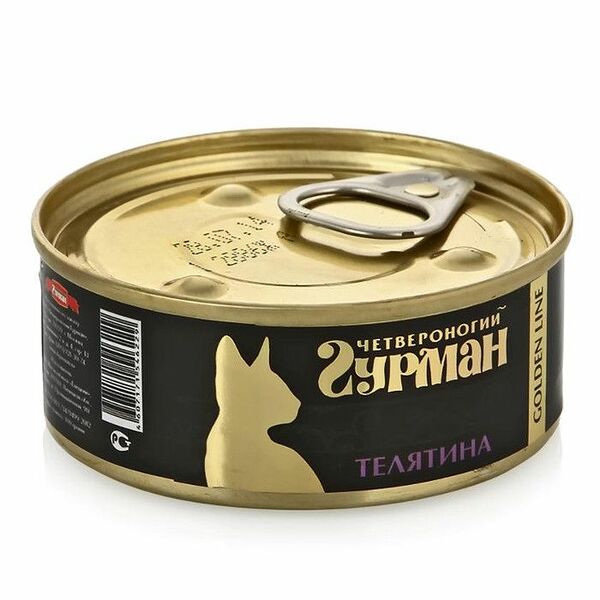 Консервы для кошек Четвероногий Гурман Телятина натуральная в желе 