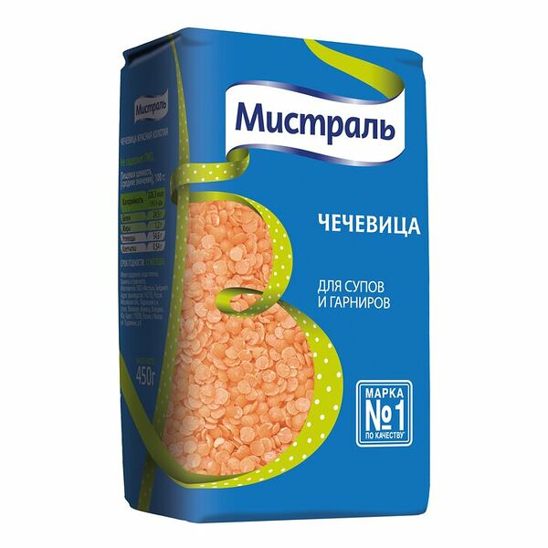 Чечевица МИСТРАЛЬ красная колотая 450г