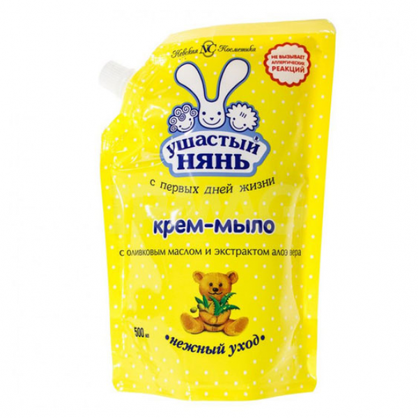 Крем-мыло жидкое Ушастый Нянь с оливковым маслом и экстрактом алоэ вера, 500мл