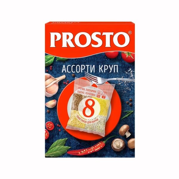 Ассорти круп Prosto (гречка, пшеничка, пшено, перловка) 500г