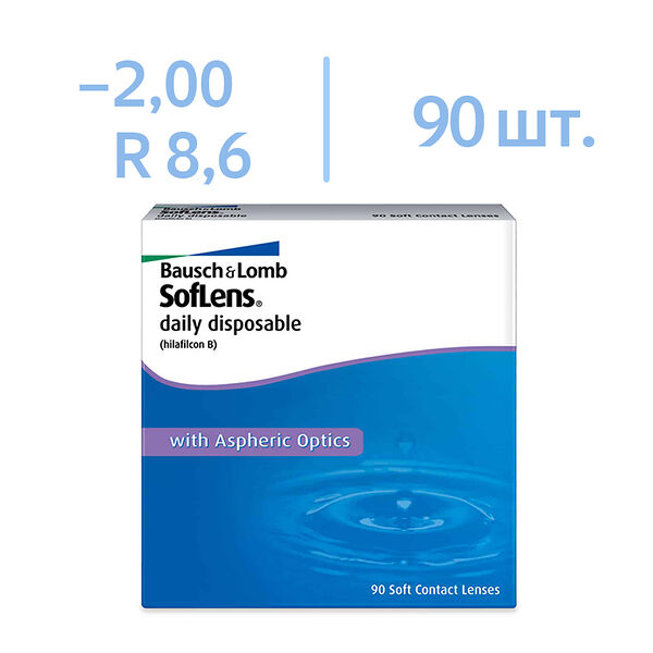 Линзы Soflens Daily Disposable BC 8.6 SPH -2.00 90 шт 