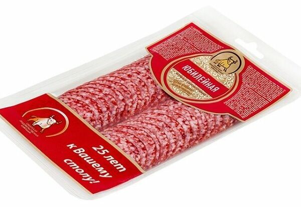 Колбаса сырокопченая Юбилейная, Сибирская продовольственная компания, нарезка, 100 г