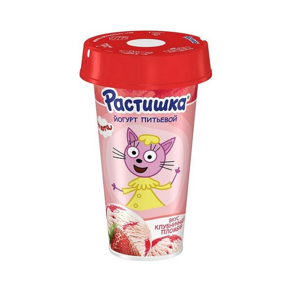 Йогурт питьевой Растишка 2,8% с кальцием и витD3 со вк клубн пломб 190г