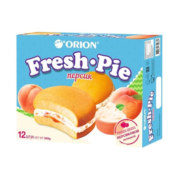 Пирожное Orion Fresh Pie бисквитное с персиковой начинкой 300 г