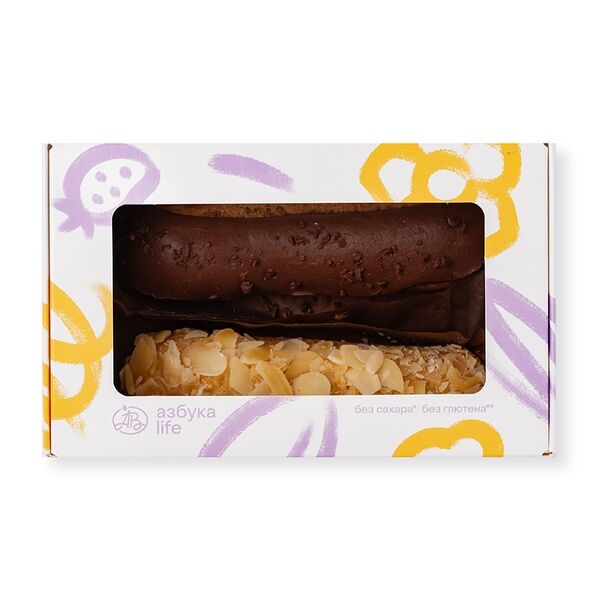 Набор эклеров: ванильный и шоколадный из муки без глютена и без сахара Азбука Life
